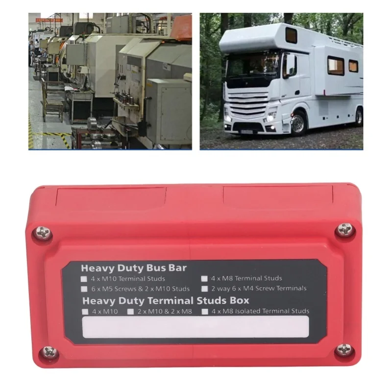 Power Distribution Block M8 Screw Terminal Bus Bar DC 48V 300A For Automobile Boat Red