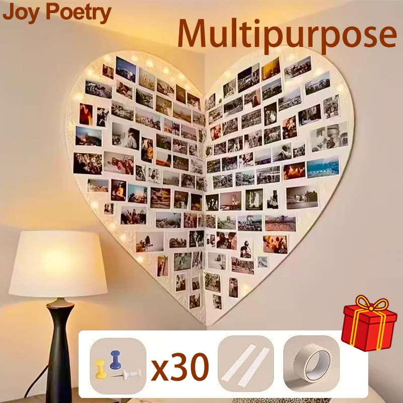 

Thicken Heart Large Felt Wall Sticker Bulletin Boards Multipurpose Photo Display Background for Home Living Room Office Decor