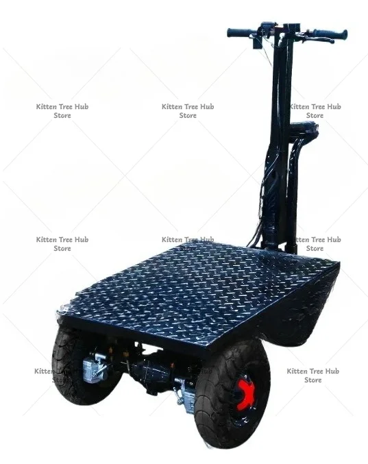 Electric folding flat-panel carrier, four-wheeled tram factory pulling goods turnover car site decoration pulling cement sand