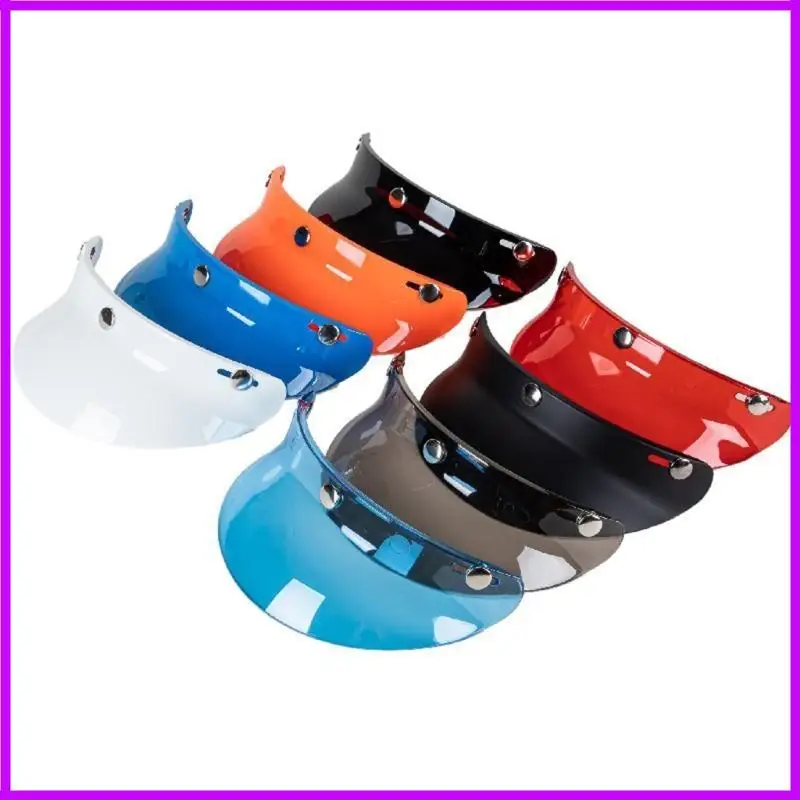 R9CC Retro Open Face Helmet Visor 3-snap Design for Scratch Resistant UV Protected