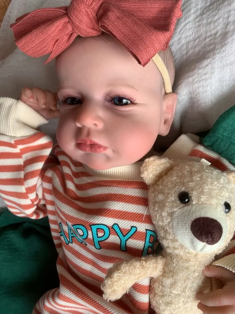 48cm LouLou Awaken Zacht Katoenen Lichaam Reborn Babypop Levensechte Meerdere Lagen Schilderen 3D Huid Handtekening Haar Speelgoed Kunstpop