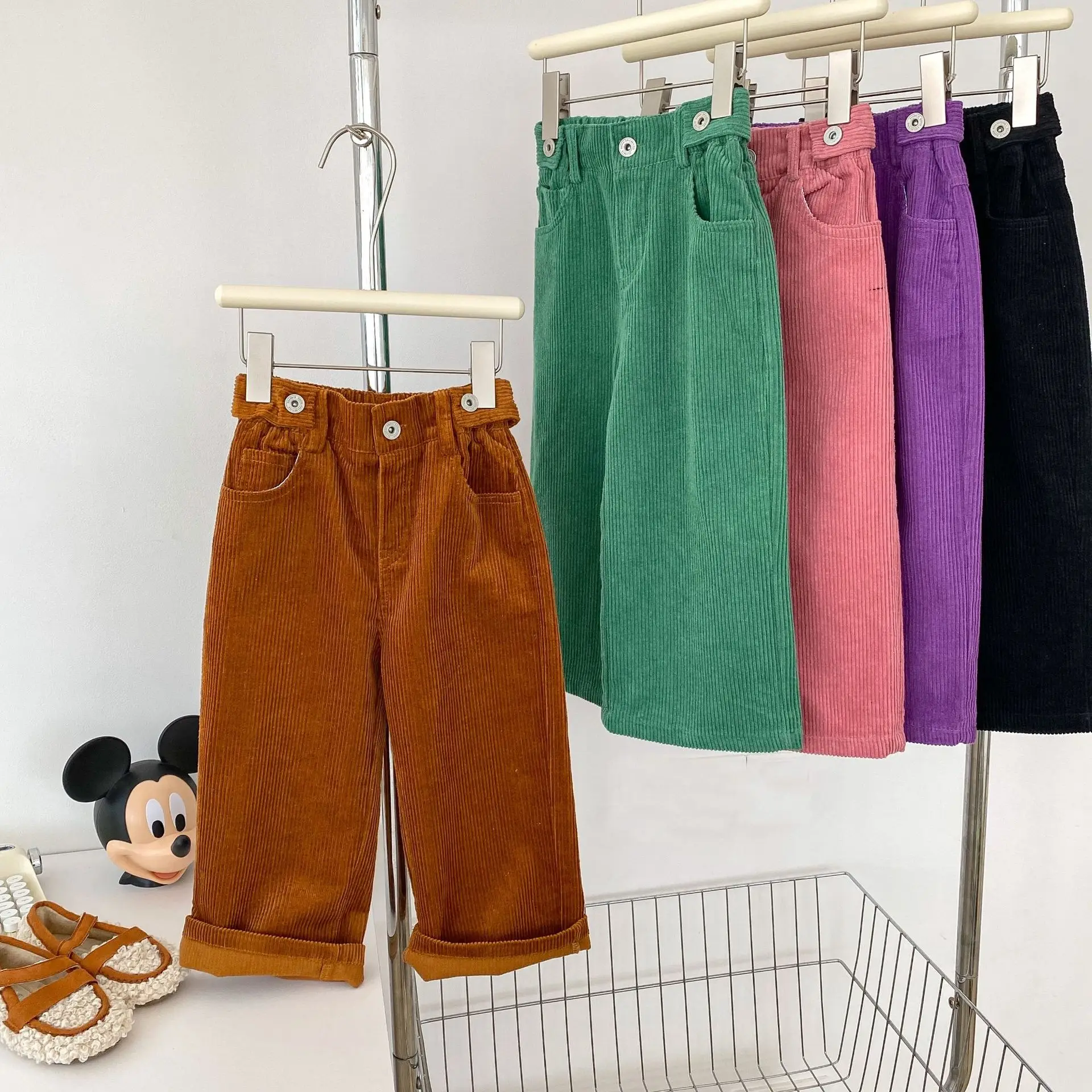 Children Clothing Kids Casual Loose Pants 2024 Autumn New Boys and Girls Fashion Korean Style Corduroy Straight Leg Pants