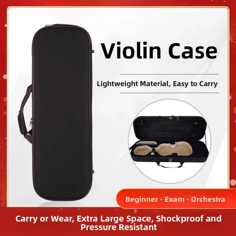 Meidasi Lightweight Canvas Violin Case Shockproof Waterproof Triangular Box Handheld Double Shoulder Back Portable Music Box
