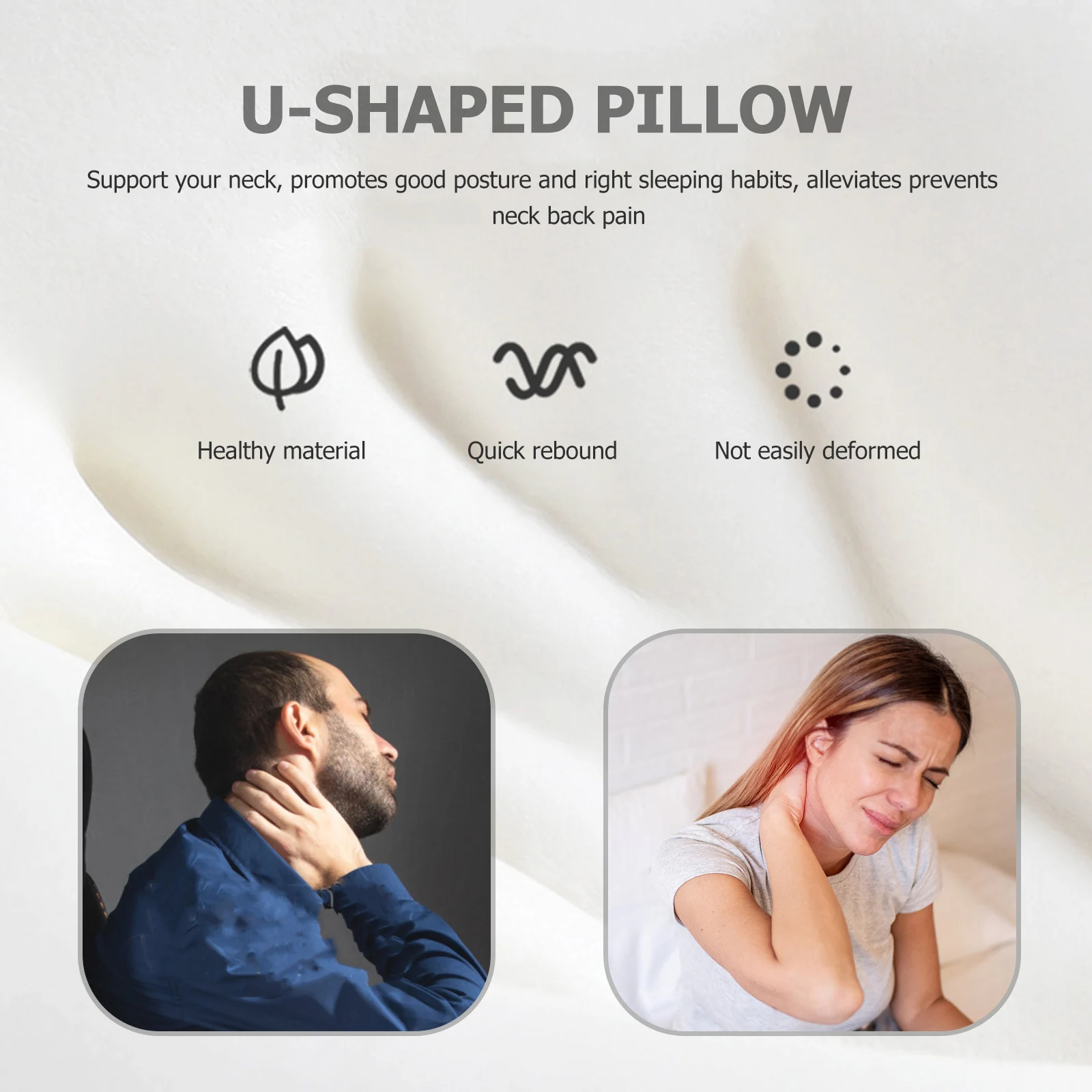

U Shaped Neck Pillow Soft Travel Office Nap Car Airplane Ideal Gift Ergonomic Design Reduction Strain Prevention Stiffness