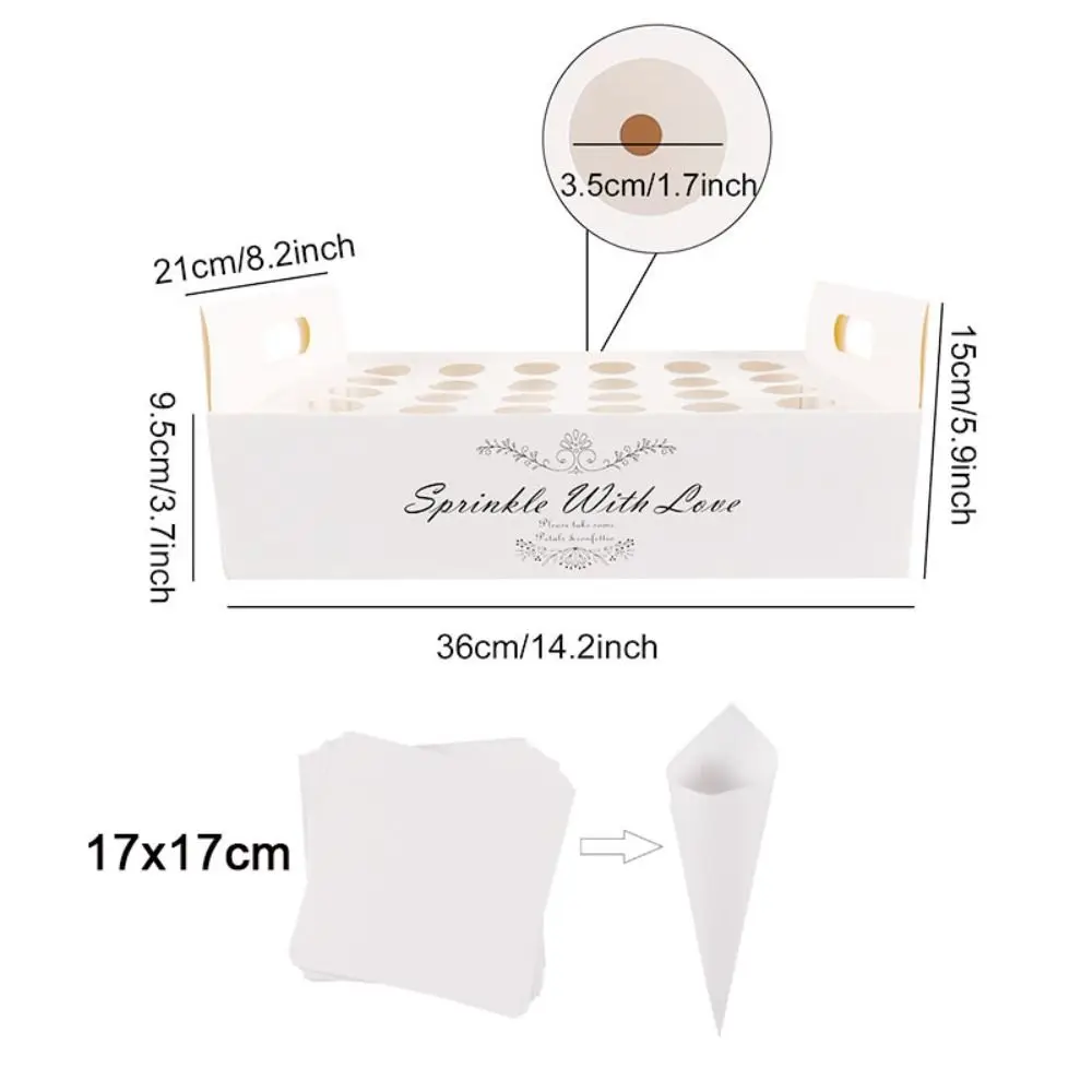 البتلة صينية كرافت ورقة النثار مخروط حامل صندوق دعم لوازم الزفاف النثار مخروط صينية 30 ثقوب لتقوم بها بنفسك صندوق حامل حفل زفاف #5