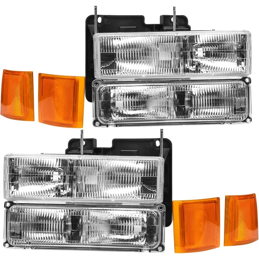 

Pair Kit Headlights Assembly for 19941998 OBS Chevy Silverado C K Series 1500 2500 3500 Tahoe Suburban Replacement Headlamp wit