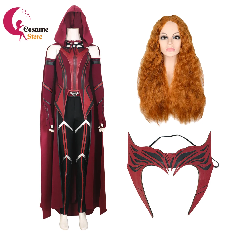 Wanda maximoff-ハロウィンコスチューム,コスプレ用スカーフ,魔女の衣装,ハロウィーン用のカスタムメイドのカーニバルスーツ