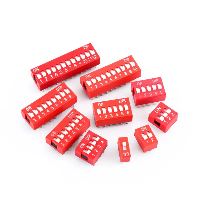 5PCS Slide Type Switch Module 1P 2P 3P 4P 5P 6P 7P 8P 9P 10P 12 Bit 2.54mm Position Way DIP Red Pitch Toggle Snap