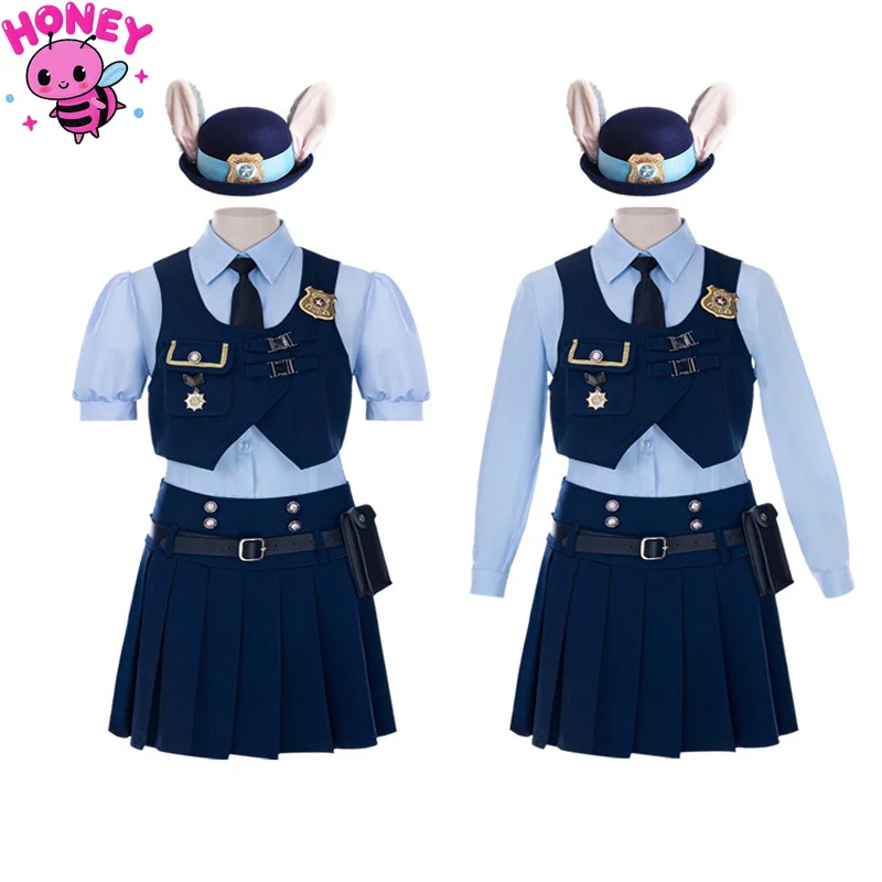 

Джуди Косплей Костюм Кролик Полицейская Униформа Женщины Аниме Фильм Фэнтези Маскировка Академия Стиль JK Рубашка Карнавальные Костюмы Для Вечеринки