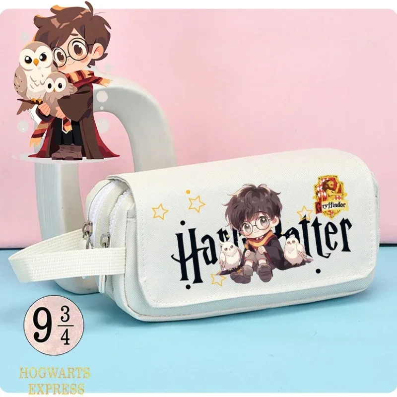 Harry Potter Pencil Bags Anime Figure Cartoon Fashion Pencil Case Portable Storage Bag Student Stationery Kid Toy Christmas Gift