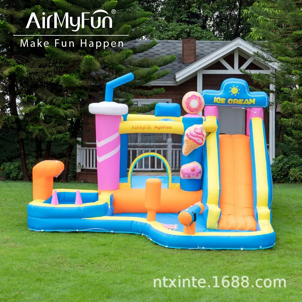 AMF Inflatable Bouncy Castle With Slide Water Spray Inflatable Oxford Cloth Bounce House Indoor and Outdoor Inflatable Castle