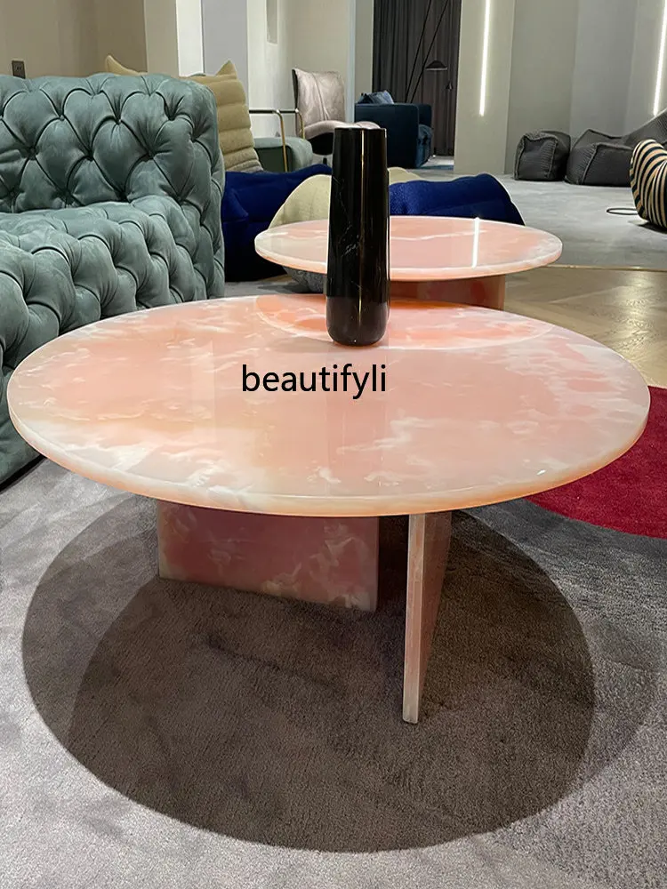 zq Natural Marble Dining-Table Size Tea Table Combination Side Table Designer Minimalist Tea Table