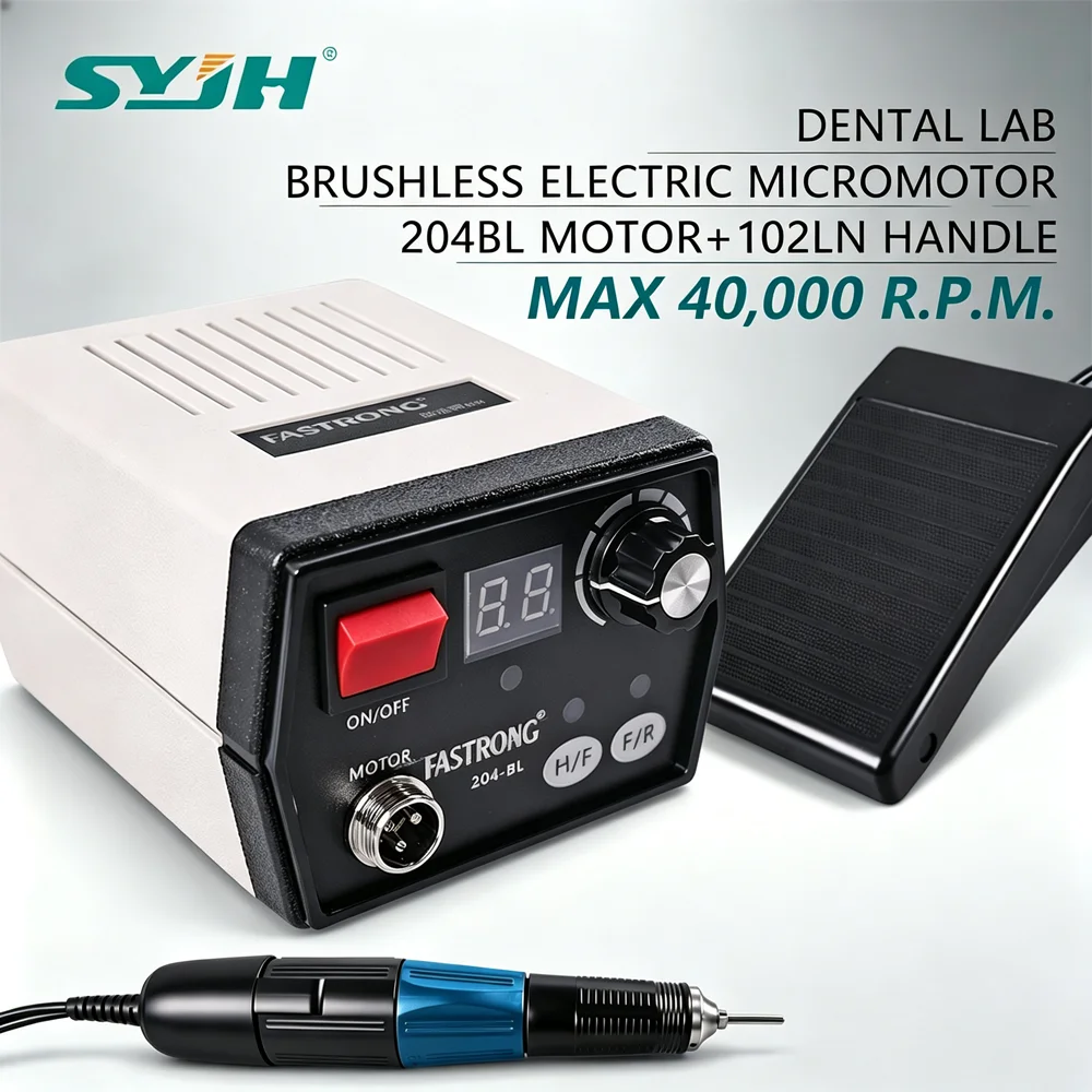 SYJH 40000RPM Dental Brushless Electric Micromotor 204BL Motor Polishing Micromotor 102LN Handpiece Dental Lab Tool