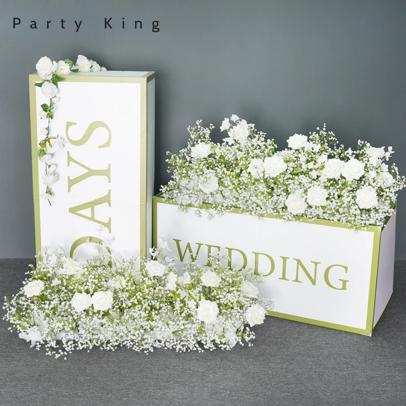 Artificial Flowers Wedding Background Party Banquet Babysbreath Table Centerpiece Welcome Sign Flower Row Home Decor Floral Ball