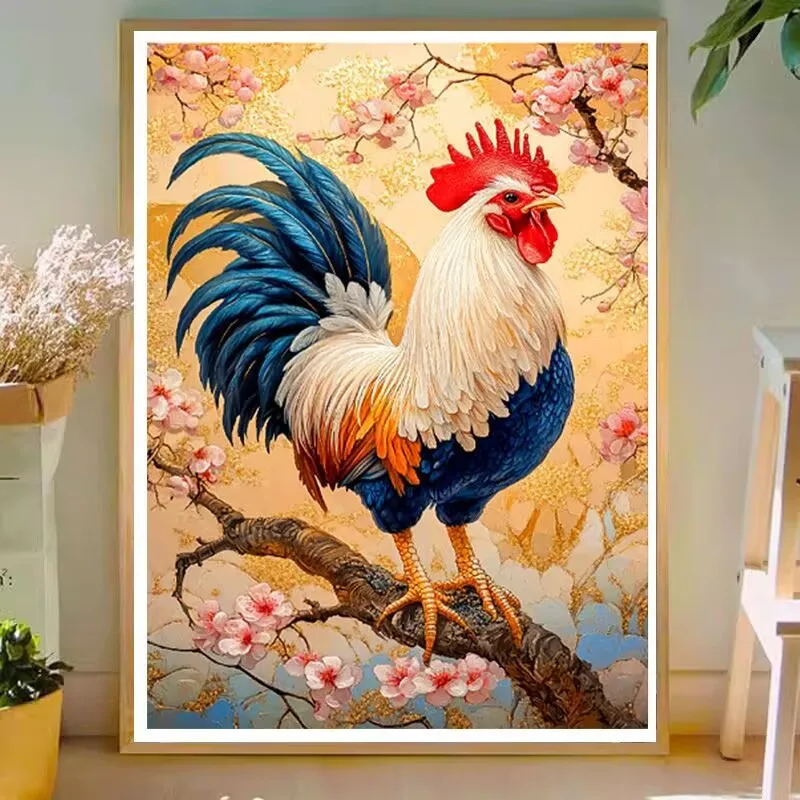 

11CT DIY Cock Painting Cross Stitch Kits Embroidery Cross-stitch Needlework Craft Printed Fabric Decor