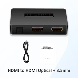 1080P60hz HDMI-Compatible Audio Extractor Optical Toslink SPDIF + 3.5mm Audio Embedder 1080P 3D Suit for Fire Stick Xbox Laptop