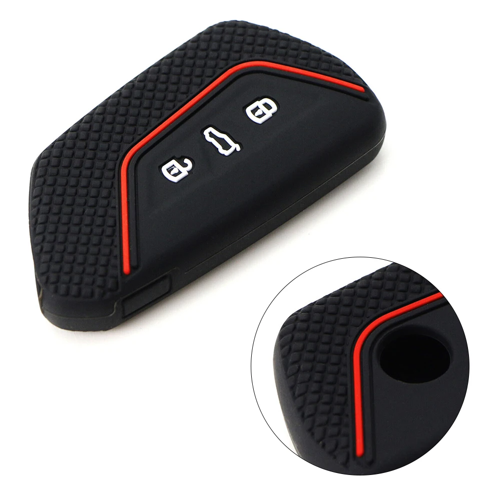 1x Black Soft Silicone Key Fob Cover Key Shell Key Case For Golf For MK8  For Skoda For Octavia Replacement Auto Part