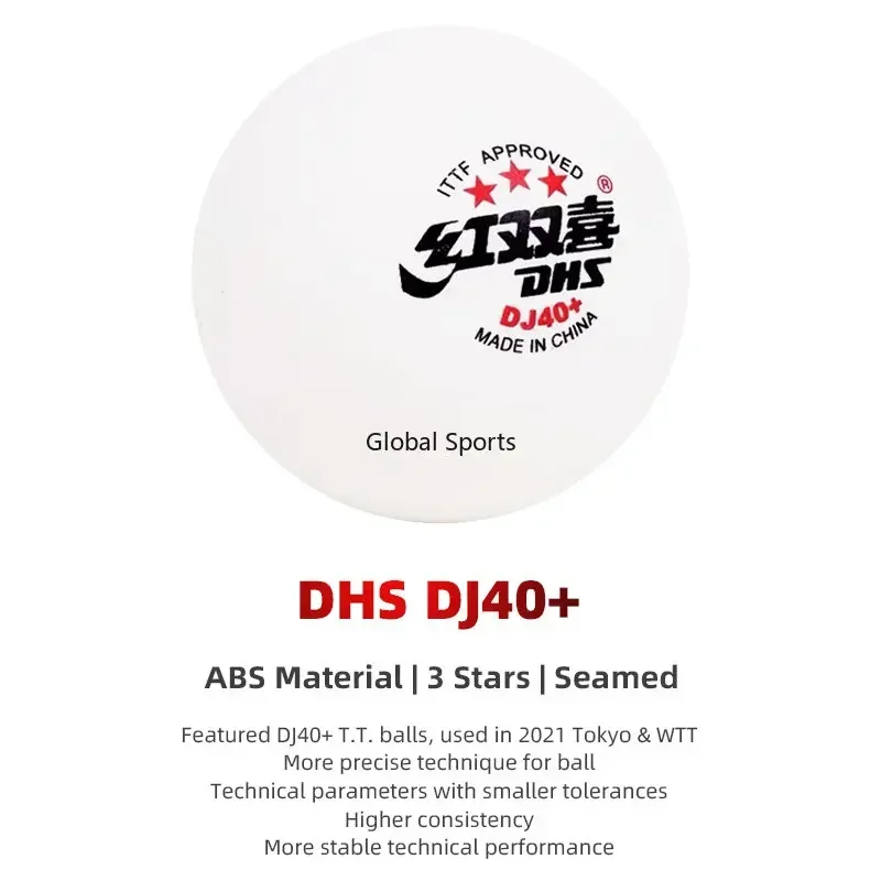 오리지널 DHS DJ40 + 탁구 공, 전문 탁구 공, DHS WTT 공, ABS 신소재, 3 스타