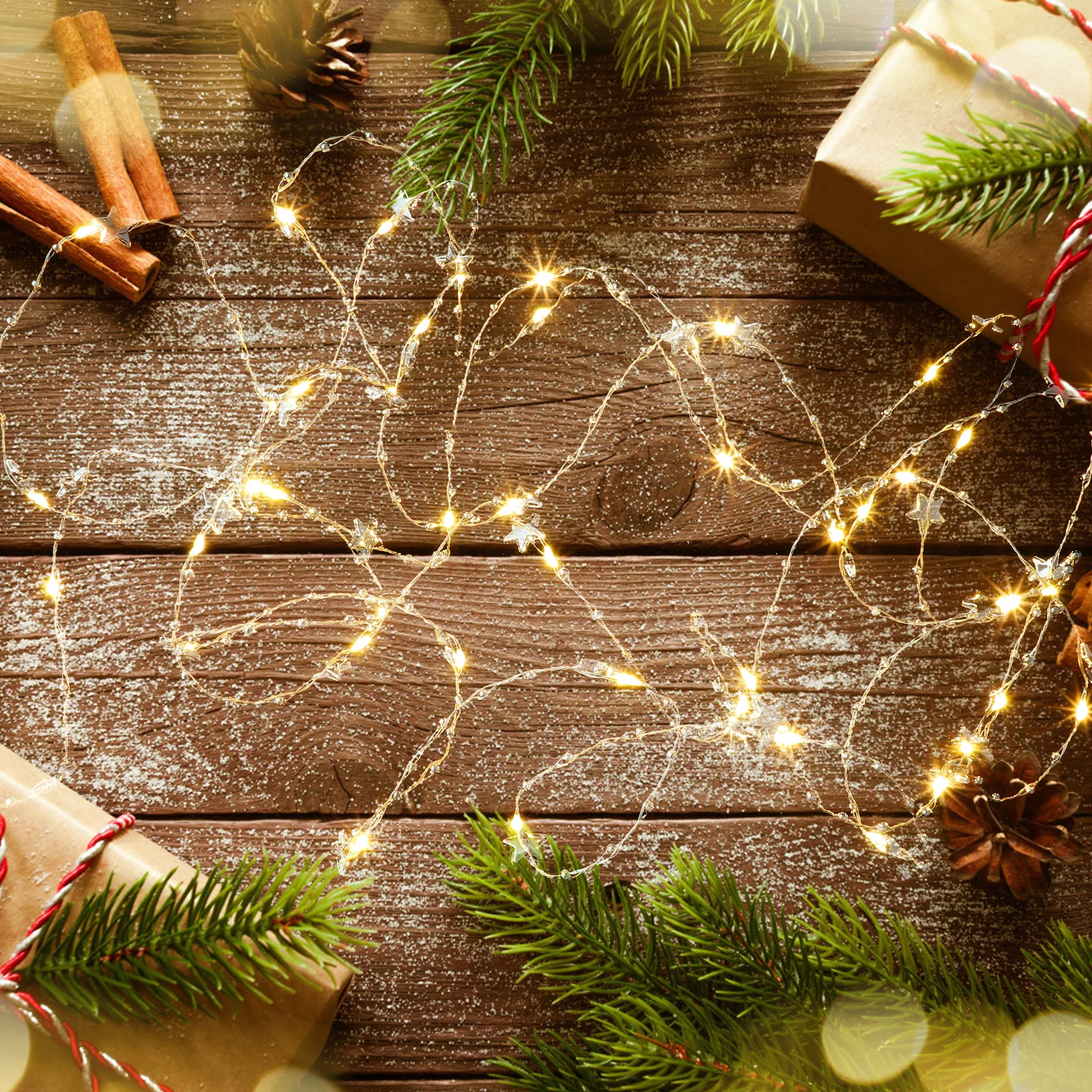 

Copper Wire String Lights Bedroom Decor Low Power LED Bulbs Silent Operation Festive Atmosphere Holiday Party Star Shape