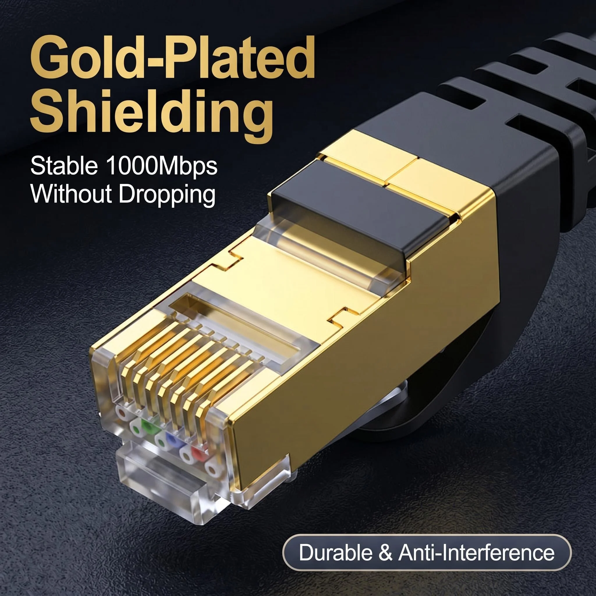CAT6 FTP Shielded Ethernet Cable 1000Mbps Gigabit RJ45 LAN Patch Cord Gold Plated Pure Copper for Gaming Office Router 0.5m-50m