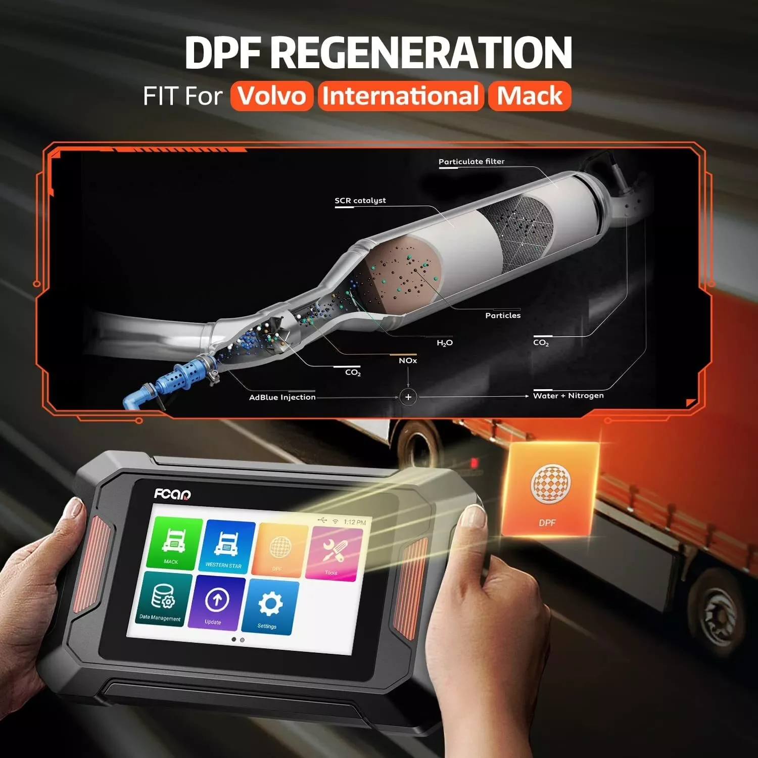 FCAR F801 Diesel Heavy Duty Truck All System Diagnostic Scanner DPF Regen Oil Reset for Volvo Mack International HD OBD Scanner