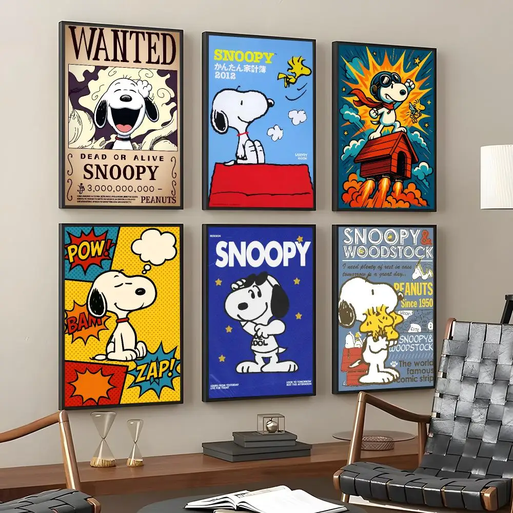 Anime S-Snoopys Painting Calligraphy HD Art Wall Room Decor Home Waterproof Home Living Bar Decorative Paintings