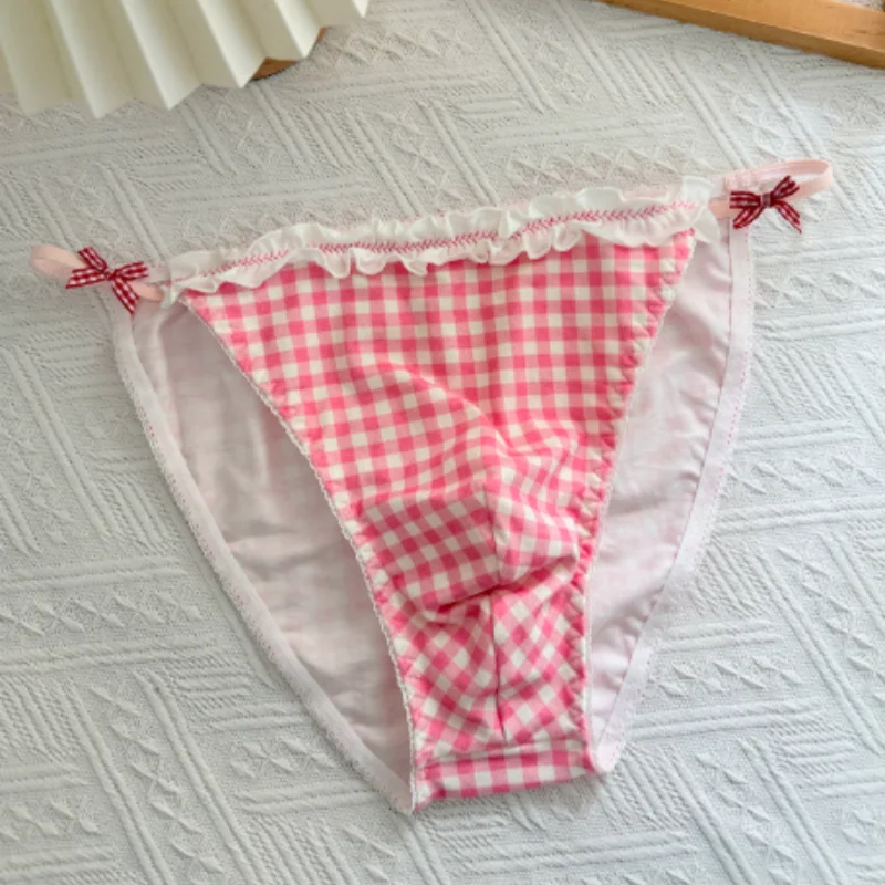 Men's Underwear Cute Sweety Lace Lattice Panties Sexy Ruffles Princess Style Lolita Cosplay High Elasticity Bow Sissy Breifs