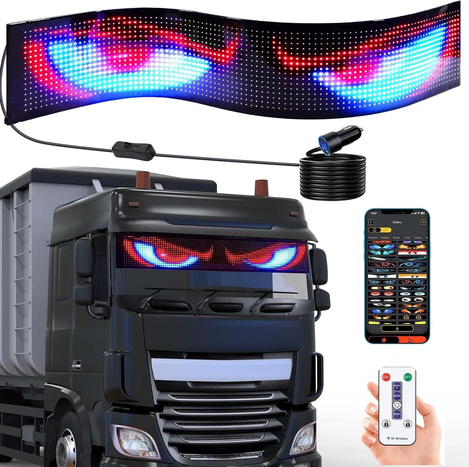 Demon Eyes Car LED Logo APP LED Matrix Pixel Panel Night Light DIY Programmable Flexible LED Display for Car Truck Accessorie