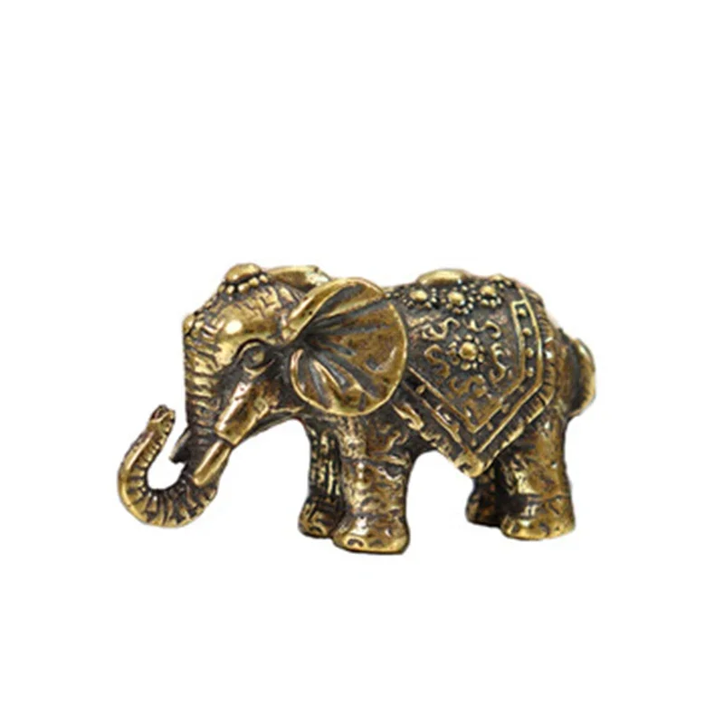 Copper Lucky Elephant Small Ornaments Brass Blessing Elephants Miniature Figurine Antique Bronze Animal Statue Craft Decor