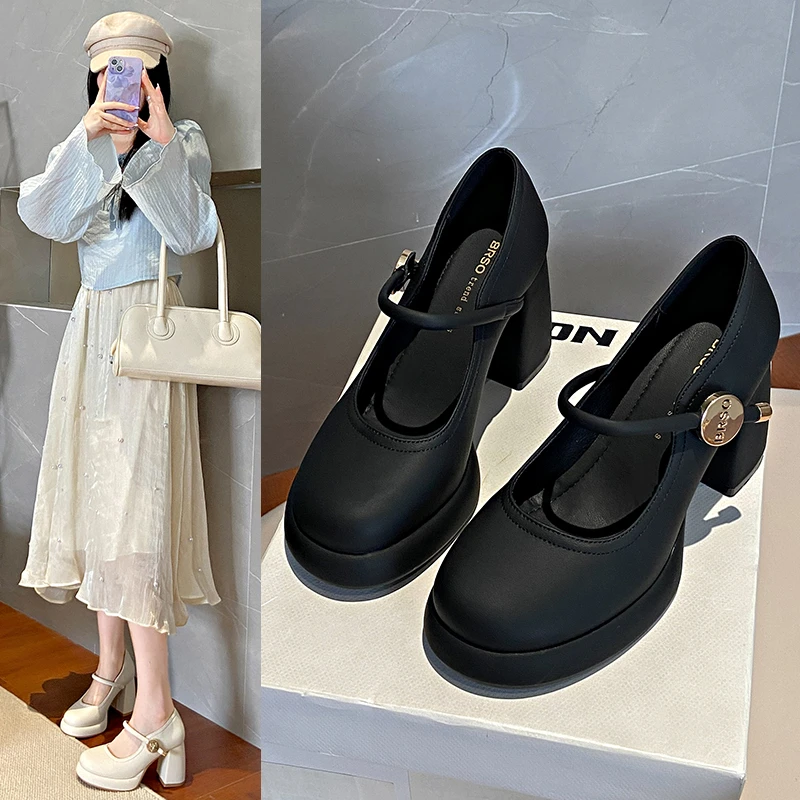 2025 Spring New Women Mary Jane Shoes Fashion Korean Style Soft Anti-slippery Versatile Chic Lady Elegant Dress Leather Shoes