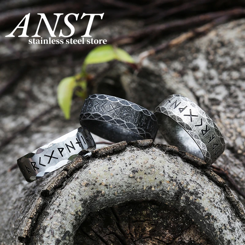 Dropshipping Stainless Steel Odin Norse Spinner Viking Anel Amulet Rune Couple Dating Rings For Men Women Words Retro Jewelry