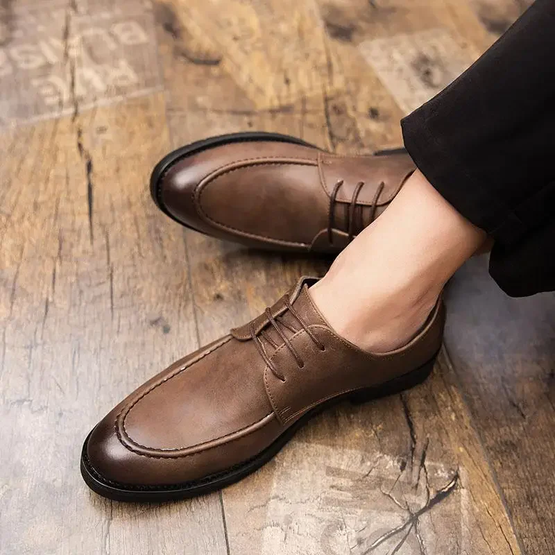 

Men's Formal Wear Shoes Pointed Toe Suit Cowhide Breathable Men's Moccasins Elegant Men's Wedding