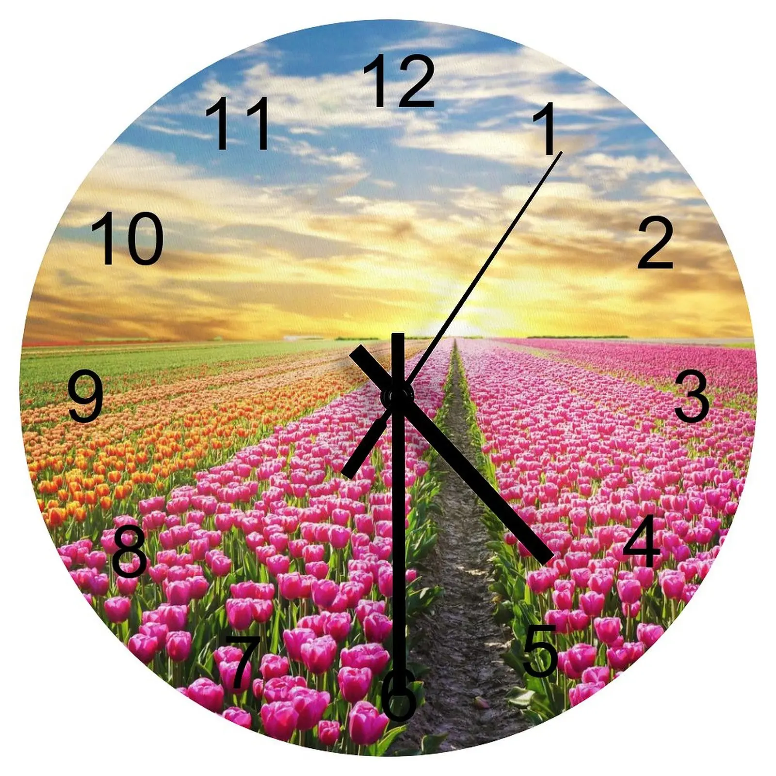 

Nursery Wall Clock Uniform Flowers Nature Clocks 12 inch Silent Fashion Round 3D Display Ultra Thin Nordic