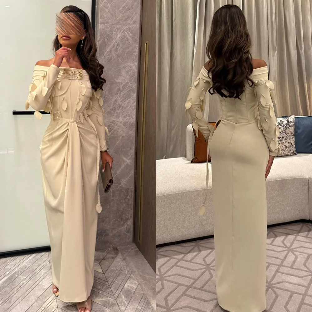 

Customized Fashion Formal Jersey Rhinestone Ruched Mermaid Boat Neck Long Dresses Bespoke Occasion Dresses Sizes Available Retro
