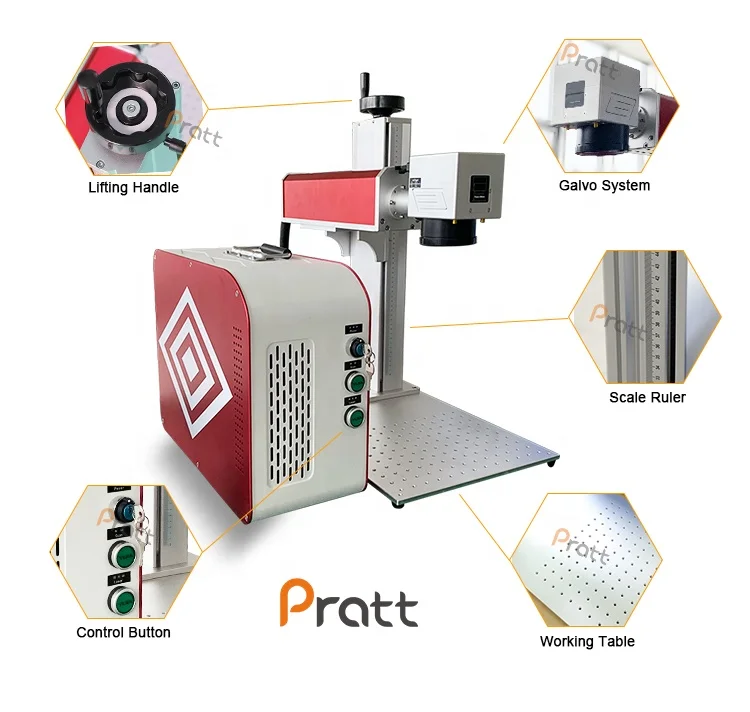 3D fiber marking machine 100W Raycus JPT 30W 60W Mopa M7 CNC air-cooled, supports DXF/PLT/AI deep marking