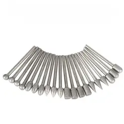 20pcs Diamond Grinding Heads Mini Bit For Rotary Drill Tool Burrs Grinding Accessories 3mm Shank Tools Kit Abrasive Tool
