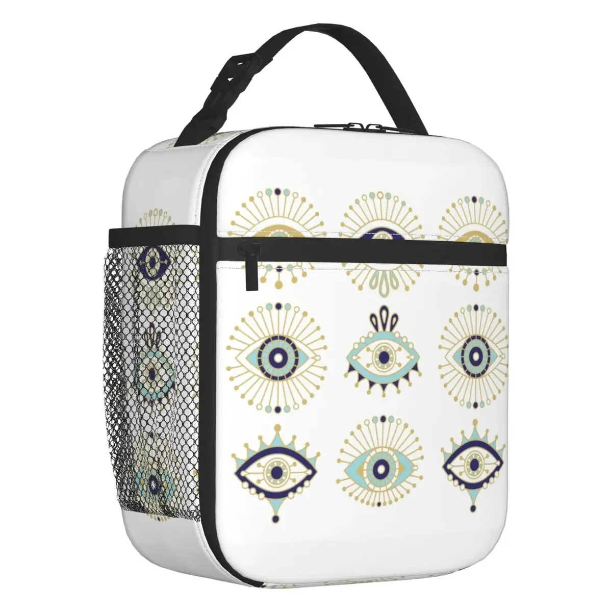 

Evil Eye On White Insulated Lunch Bags Nazar Amulet Boho Bohemian Cooler Thermal Food Lunch Box Kids School Children