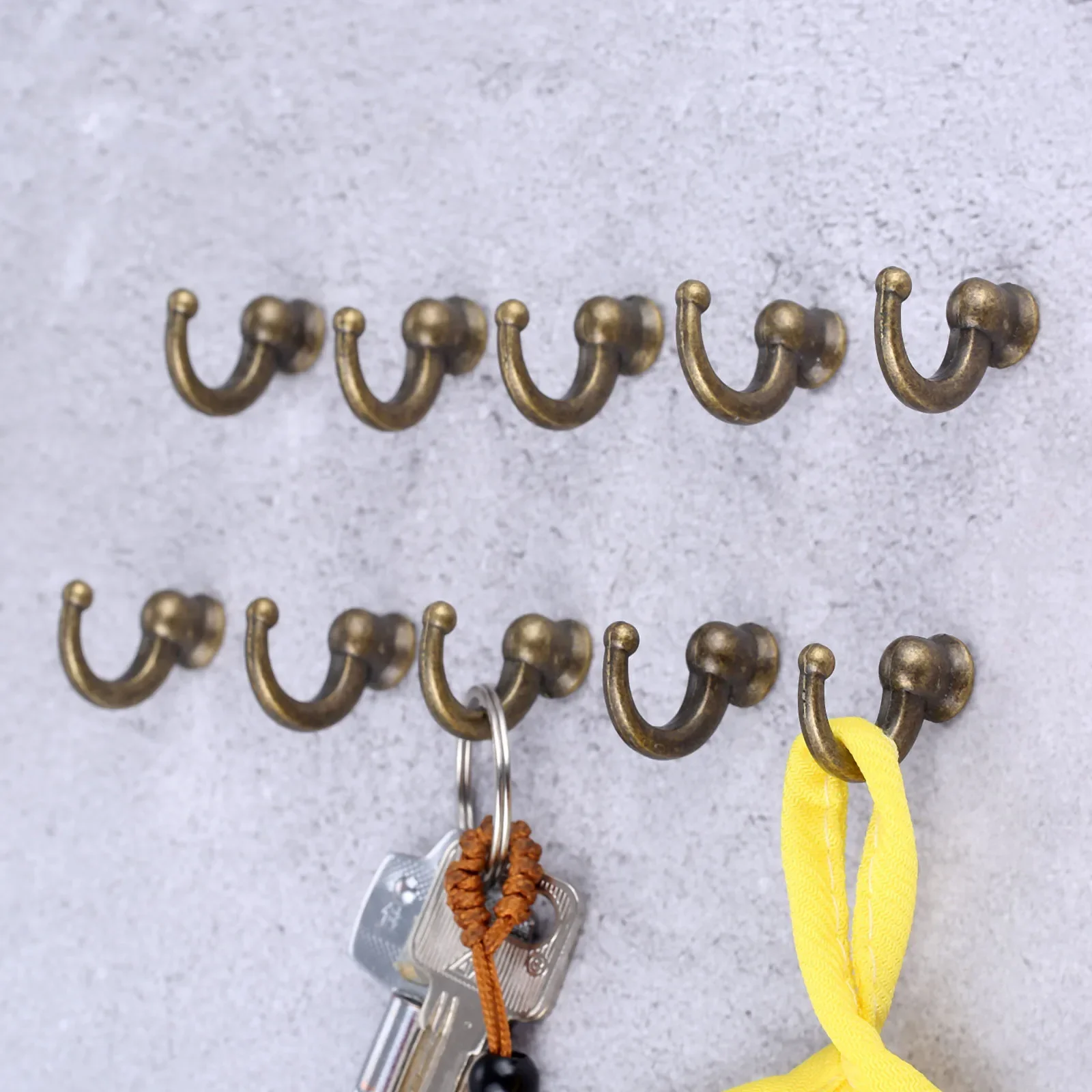 10pcs Antique Bronze Wall Hooks Door Hanger Hook Vintage Bathroom Kitchen Furniture Hardware with Screws