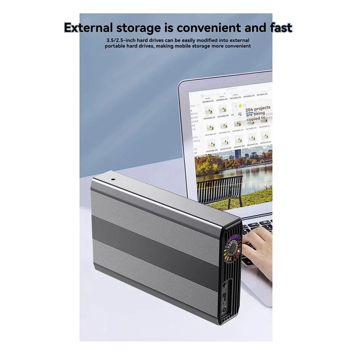 3.5Inch HDD Case SATA to USB 3.1 Type C Adapter External Hard Drive Enclosure for 2.5In 3.5In SSD Di