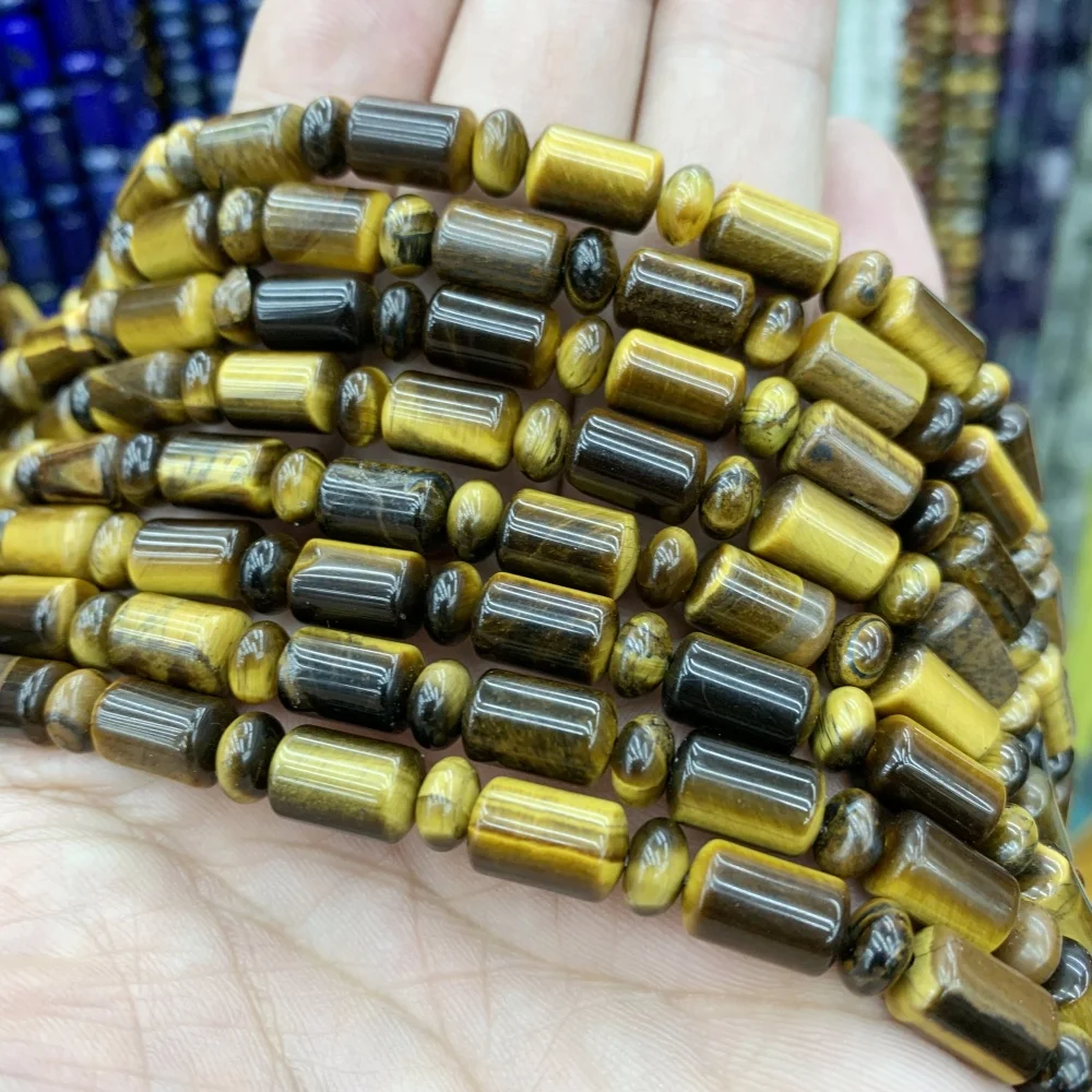 Natural 6x10mm Stone Cylinder tiger eye  Lapis Lazuli Loose Spacer Beads Jewelry Making Accessories DIY Bracelet Necklace