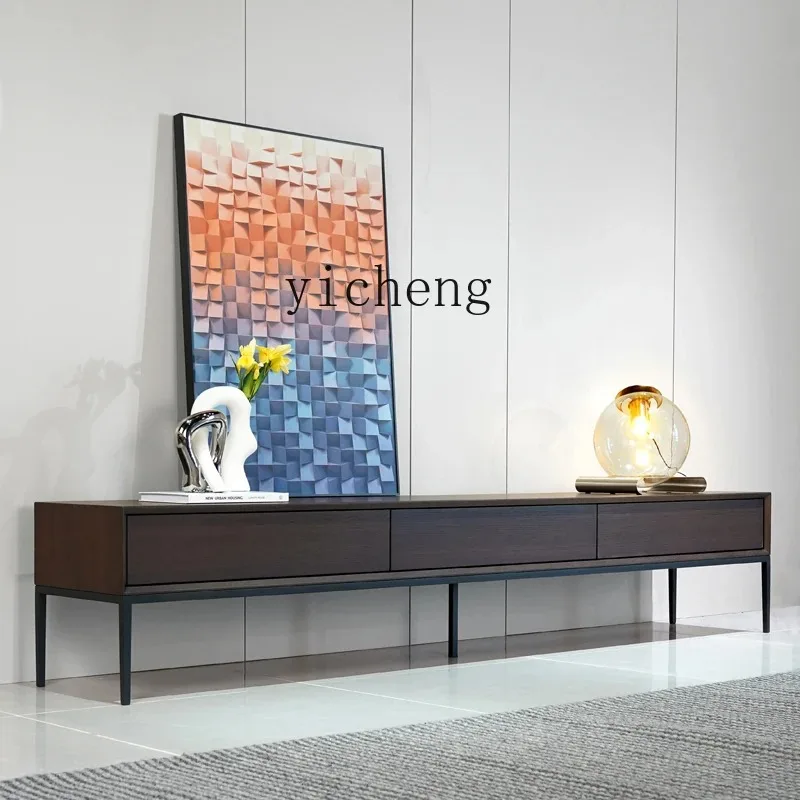 TV Cabinet Black Style Light Luxury Living Room Steel Frame High Foot TV CabinetD24