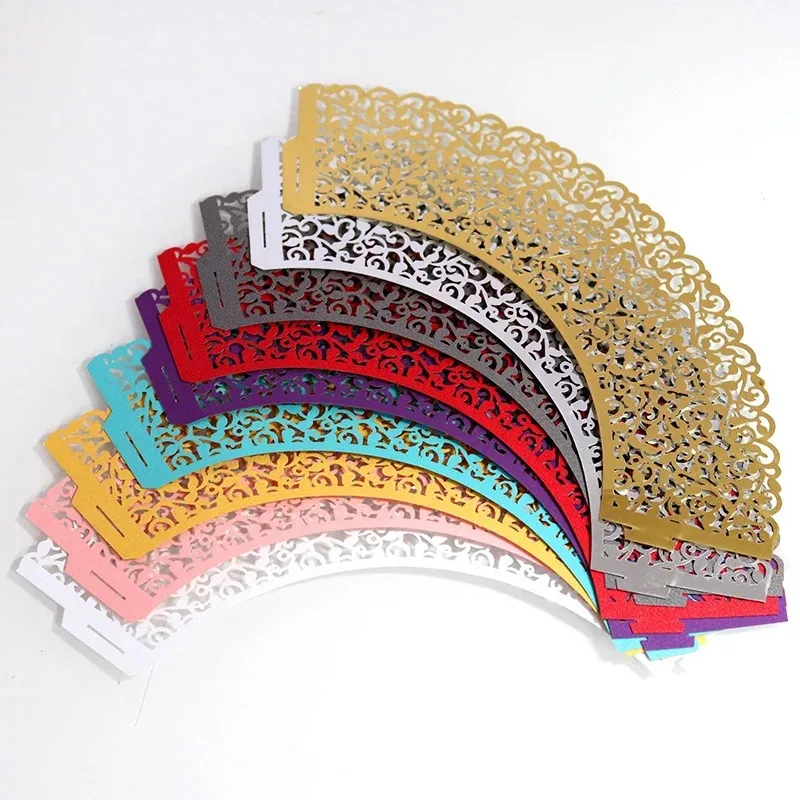 50 stücke Spitze Cupcake Wrapper Hohl Muffin Cupcake Pappbecher Für Baby Dusche Hochzeit Geburtstag Party Backen Fondant Dessert Dekor