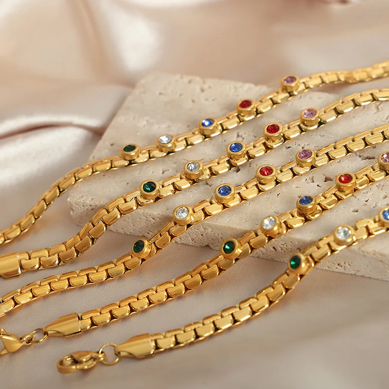 Vintage Simple Geometric Ziron Charm Bracelet Korean Fashion Design Chain Cuff Bracelets Personality Hand Jewelry