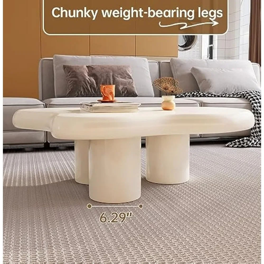 Cloud Coffee Table,Unique Wavy Design, Irregular Shape Living Room Coffee Table, Modern Aesthetic Cute Funky Indoor Center Table