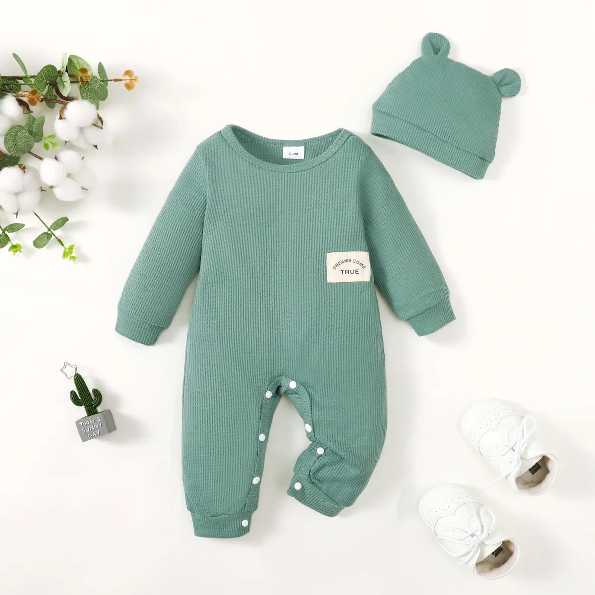 الشتاء 0-1 سنة الرضع طفل الفتيان طويلة الأكمام الهراء النسيج بذلة مع قبعة #6