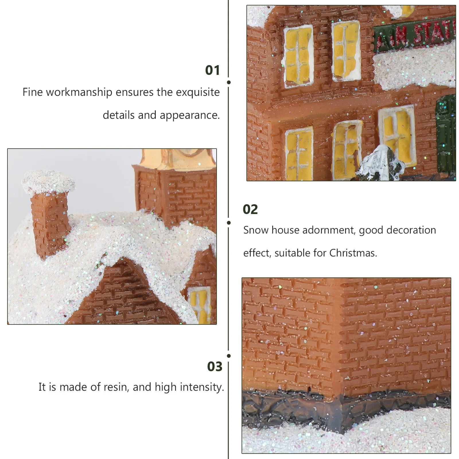 

1Pcs Christmas Resin House Luminous Decor for Home Office Living Room Xmas Scene Adornment Luminous Decor Mini House Adorn