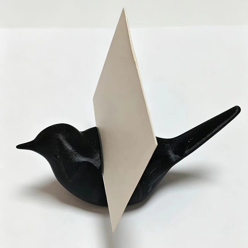 3D Printed Minimalist Bird Card Holder Matte Black Desktop Postcard Photo Place Card Display Decorative Stand