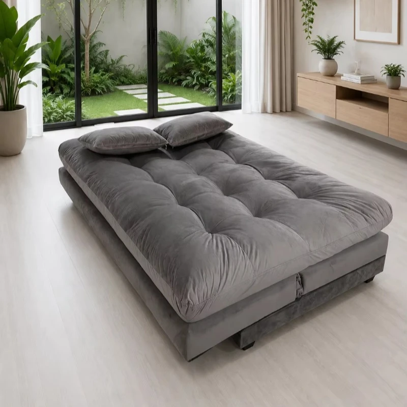 2-In-1 square sofa bed with simple design suitable for living rooms and hotels