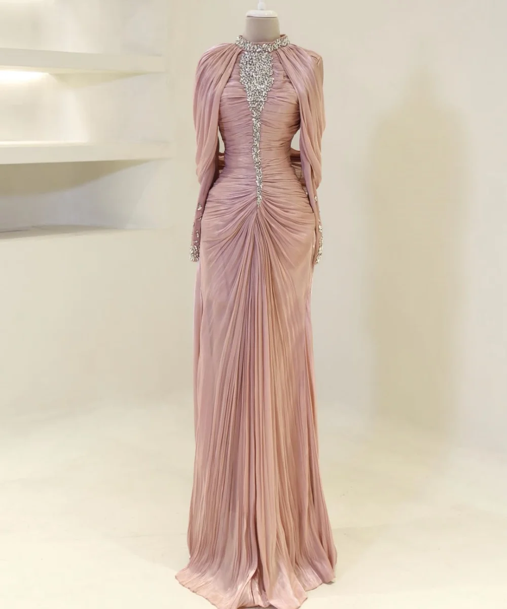 Customized Classic Sequined Pattern Mermaid O-Neck Long Bespoke Occasion Prom Dresses Sparkle High Quality