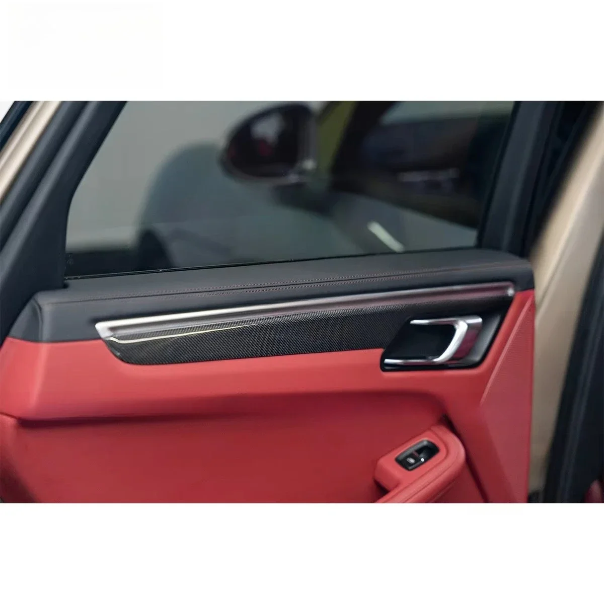Dry Carbon Fiber Car Center Console Panel Cover Door Panel Center Gear Shift Trim 10PCS for Macan 2014-2023